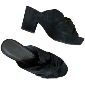 REBECCA MINKOFF Black Suede Platform Sandals